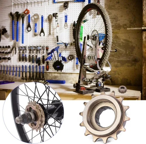 Vista 2 de Joyzan Rueda libre de una sola velocidad, piñón de volante de bicicleta 14T Metal de engranaje fijo Kit de conversión de piezas de bicicleta tipo