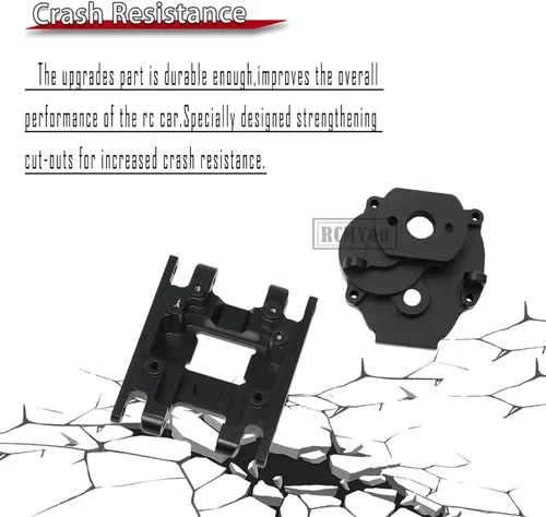 Vista 4 de Piezas de actualización RC para 1/18 TRX4M, caja de transmisión de caja de cambios de aluminio y soporte de transmisión de aleación, soporte