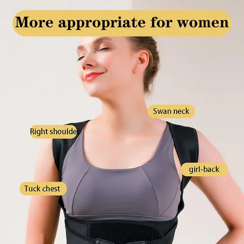 Vista 2 de Corrector de postura para hombres y mujeres, enderezador de hombro, corrector de postura, soporte completo ajustable, alivio del dolor de espalda
