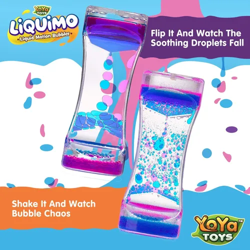 Vista 4 de YoYa Toys Liquimo - Liquid Motion Bubbler - 3 Pack - Sensory Fidget Desk Toy for Kids & Adults - Relaxing Hourglass Timer Tubes - Calming Visual