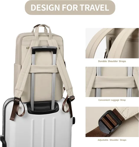 Vista 4 de GOLF SUPAGS Mochila para computadora portátil, antirrobo, delgada, mochila de viaje para mujer, resistente al agua, bolsa de libros universitaria