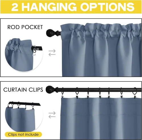 Vista 7 de NICETOWN 2 paneles de cortinas opacas de 42 x 84 pulgadas de largo con bolsillo para barra con 4 paneles de 42 x 16 pulgadas de largo, cenefas
