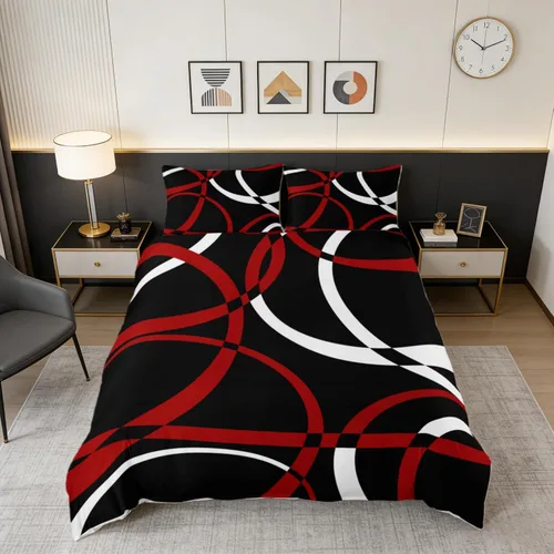 Vista 34 de Funda de edredón cuadrada azul, juego de ropa de cama de cuadrícula gris y blanca, funda de edredón moderna para decoración de habitación de niños