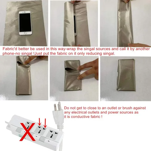 Vista 4 de Amradield Bloque EMF RFID EMI RF Blindaje Conductivo Cobre Níquel Tela para Medidor Inteligente Bloqueo RF Plaid Ripstop Tipo 78"x43" pulgadas