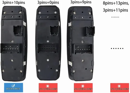 Vista 4 de Interruptor maestro de ventana eléctrica para Ram 1500, Ram 2500, Ram 3500 de 2009 2010 2011 2012. 3 PINS + 10 PINS, OE# 4602863AD, 4602863AC