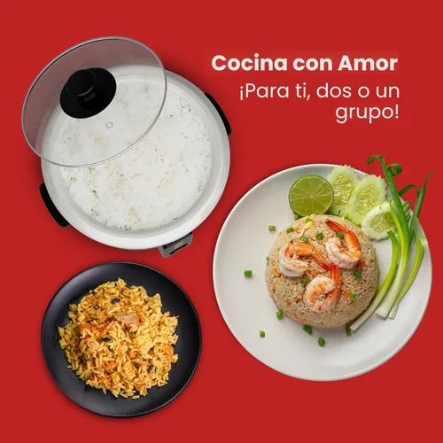 Vista 8 de Elite Gourmet ERC003BX Olla Arrocera Eléctrica con Función Automática de Mantener Caliente Hace Sopas, Guisos, Granos, Cereales Calientes, 6 Tazas