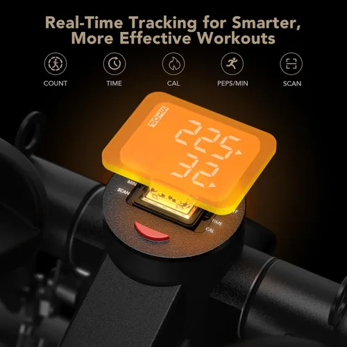Vista 7 de Mini Stepper con bandas de resistencia, escalera de pasos para ejercicio en casa, máquina de fitness hidráulica compacta, altura de paso ajustable