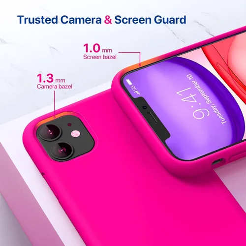 Vista 1469 de Miracase - Funda diseñada para iPhone 14 Plus, de silicona líquida, a prueba de golpes, con protector de pantalla, protección para cámara y forro