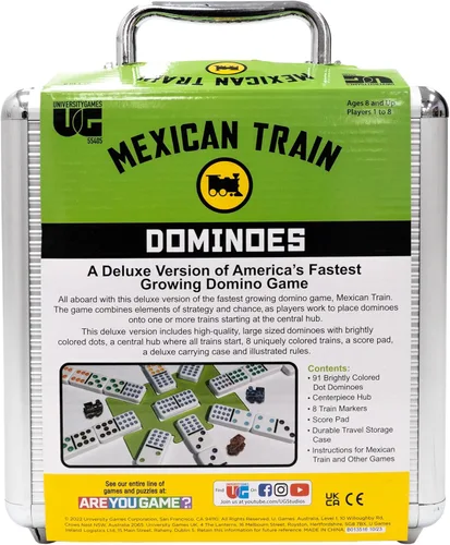 Vista 9 de Front Porch Classics, Juego de dominó de tren mexicano de aluminio, 2 a 8 jugadores de 8 a 99 años