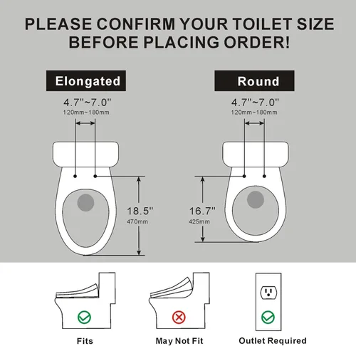 Vista 9 de XCQQ Asiento de inodoro con bidé, asiento de bidé con lavado de agua caliente, asiento calentado, secador de aire, tapa de cierre suave, luz