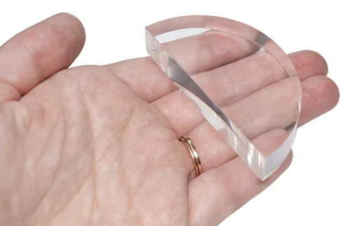 Vista 4 de EISCO Bloque semicircular, 3 pulgadas, acrílico, lados pulidos, para uso en experimentos de refracción de luz y óptica