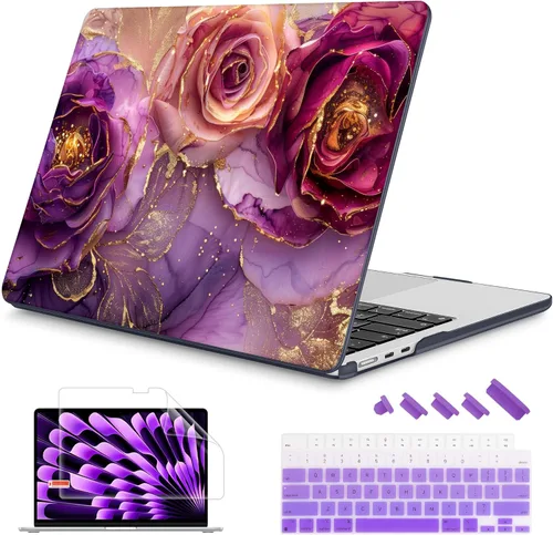 Vista 49 de Mektron Diseñada para MacBook Air 2025/2024/2023 de 15 PULGADAS M4 A3241 /M3 A3114 /M2 A2941, Carcasa de Cubierta Rígida de Plástico Impreso