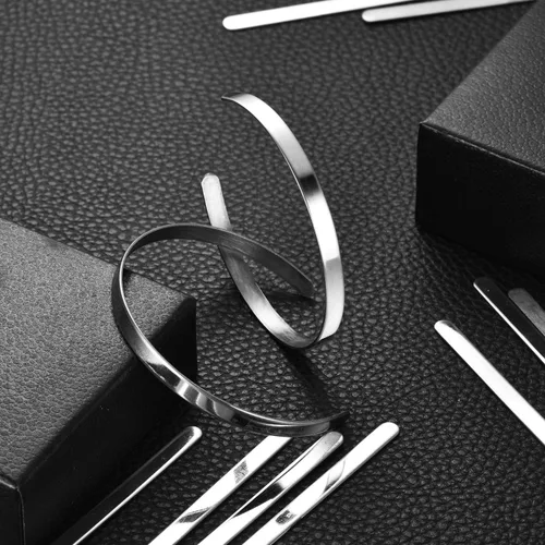 Vista 5 de 18 pulseras en blanco ajustables de acero inoxidable para hacer pulseras de joyería, 1/5 x 6 pulgadas