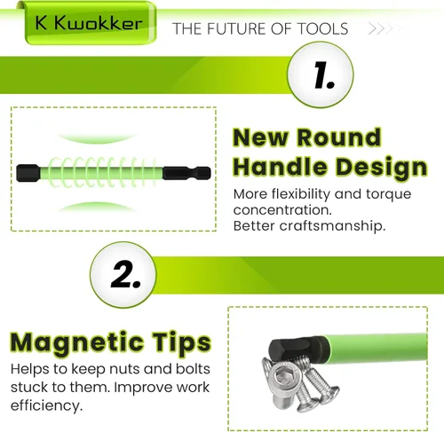 Vista 5 de SAE 4" Largo 10 Piezas 1/4" Brocas de Llave Allen con Cabeza Hexagonal, Juego de Puntas de Destornillador Magnético de 5/64" a 5/16" para Tornillos