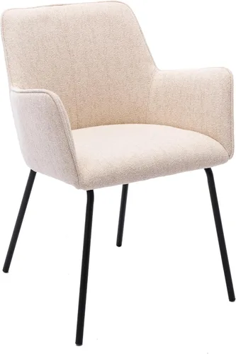 Vista 8 de Sillas de comedor beige con brazos, silla de comedor de lino, sillas de comedor tapizadas modernas con patas de metal, silla pequeña para espacio