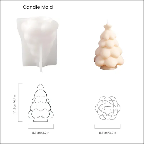 Vista 3 de Boowan Nicole Molde de vela de árbol de Navidad para suministros de fabricación de velas Decoración del hogar DIY (LZ0557)