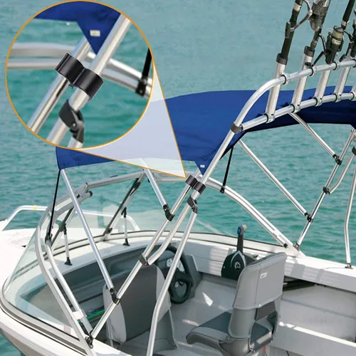 Vista 5 de 2 unids Bimini Top Pole Clips Holder Negro Barco Clip para Anti Sonajero Bimini Brace Seguridad Remo Bote Kayaks Accesorios