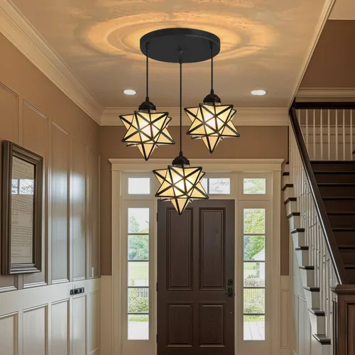Vista 13 de Luces colgantes de vidrio modernas para comedor, candelabros, iluminación para isla de cocina, accesorio de iluminación, lámpara colgante