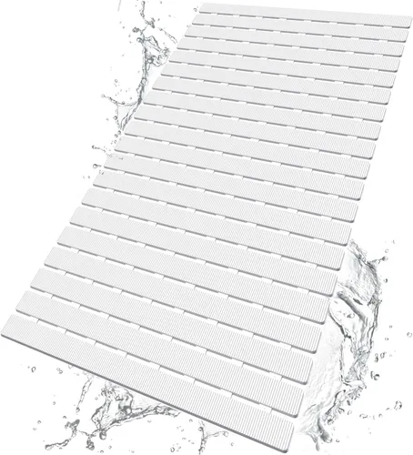 Vista 11 de BEMISO - Tapete de ducha antideslizante con ventosas y agujeros de drenaje, 27.5 x 15.7 pulgadas para bañera y ducha, fácil de secar, fácil