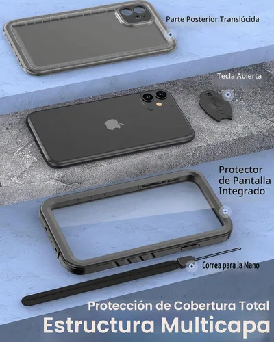Vista 4 de SPORTLINK - Funda impermeable a prueba de golpes IP68 para iPhone SE 3rd/SE Negro