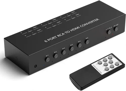 Vista 4 de Dingsun Convertidor AV a HDMI de 6 puertos, convertirá señales analógicas de entrada a una señal de salida digital, ajuste integrado 16: 9/4: 3