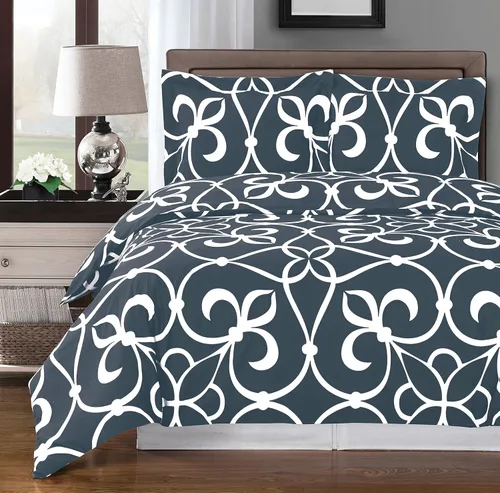 Vista 2 de Royal Hotel Bedding Black and Gold Victoria 3 Piece Full/Queen Duvet Cover Set 100% Cotton 300 TC