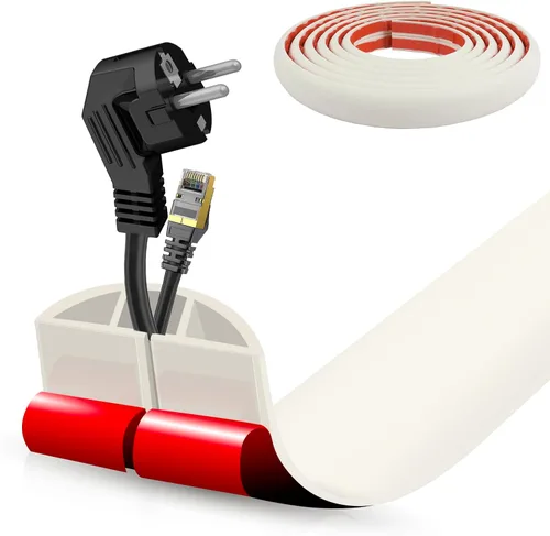 Vista 11 de Cubierta autoadhesiva para cables de suelo, gestión de cables de 3.3 pies, protector de tira de extensión para cables, evita tropiezos de cables