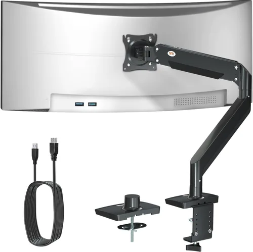Brazo de monitor ultraancho para 22-43 pulgadas, soporte de monitor de computadora resistente con capacidad para 33 libras, resortes de gas