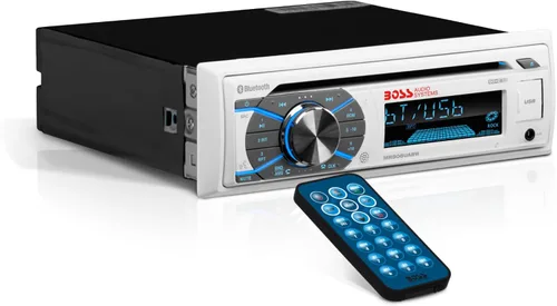 Vista 6 de BOSS Audio Systems MR500UABS Estéreo Marino para Barco – DIN Sencillo, Bluetooth, Reproductor de CD DVD, Receptor de Radio AM/FM, USB Blanco