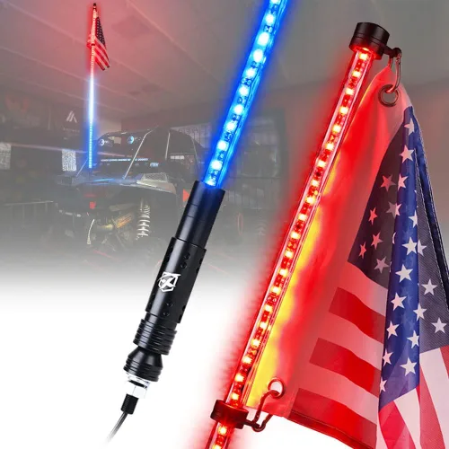 Vista 21 de Xprite 1 unidad de luz LED RGBW de 2 pies con base de resorte, luces de látigo con antena iluminada controladas por aplicación y control remoto