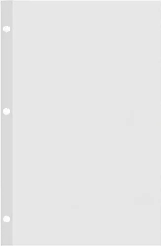 Papel de relleno sin rayas, 8-1/2 x 5-1/2 pulgadas, 3 agujeros, reforzado con milar, 50 libras de compensación blanca, paquete de 100 hojas