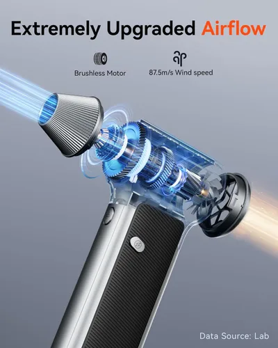 Vista 3 de WOLFBOX MF200 - Plumero de aire comprimido con batería extraíble y 4 boquillas, mini soplador inalámbrico ajustable de 3 velocidades para teclado