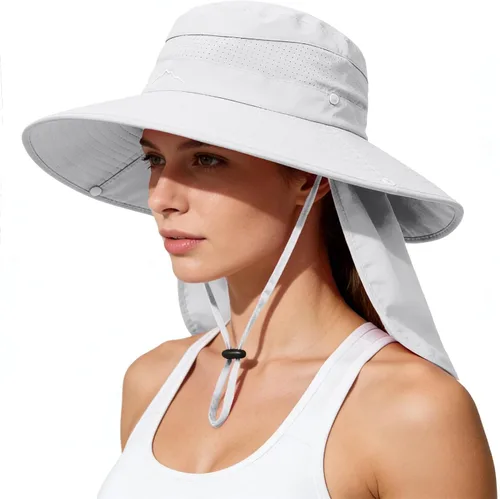 Vista 7 de Sombreros de sol para hombres y mujeres, protección UPF 50+, sombrero de Beige