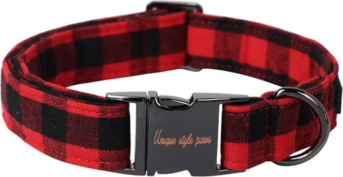 Vista 54 de Collar de perro de estilo único Valentine con hebilla de plástico y colgante en forma de corazón de amor en negro y rosa, collares de algodón