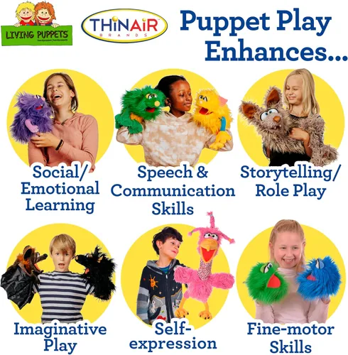 Vista 5 de Living Puppet - Lexi, el perro de 19 pulgadas, marioneta de mano afelpada para niños y niñas, cachorro