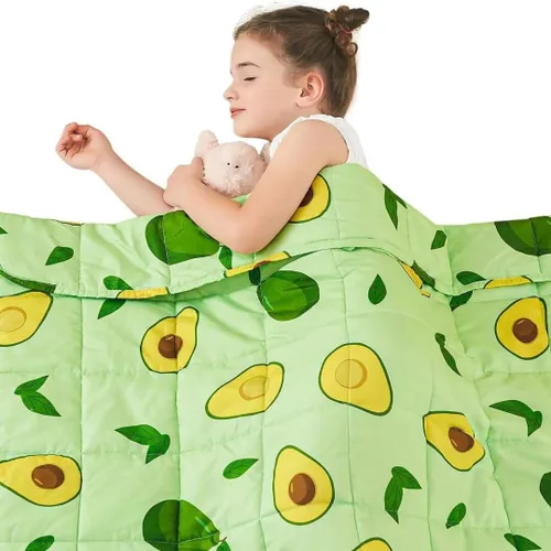 Vista 19 de yescool Manta con Peso de Unicornio de 3 Libras Manta de Regazo con Peso Refrescante, Manta con Peso de Arcoíris Rosa, Mantas de Sofá