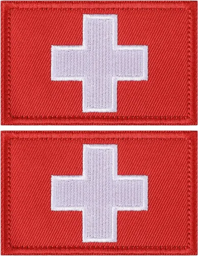 Vista 12 de LIVANS Medic Cross Moral Patch, parche de primeros auxilios de cruz blanca Verde militar (bordado) - 2 paquetes