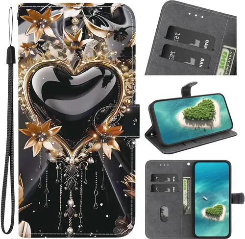 Vista 17 de Flip Leather Wallet Phone Cases for Motorola Moto E7 Power Case with Card Slot Leather Crystal Patterned Painted Leather Cover (SJ-31)