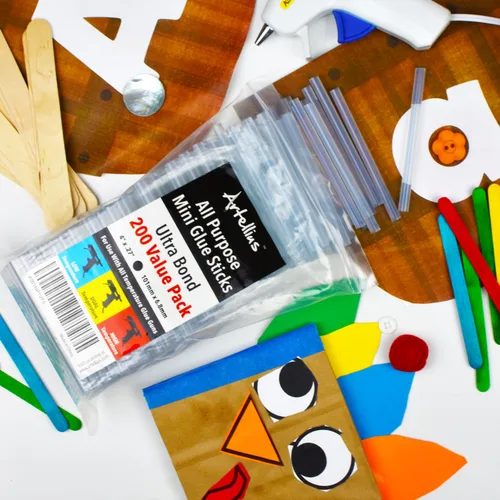 Vista 2 de Artellius Mini barras de pegamento caliente (paquete de 200) de 4 pulgadas y 0.27 pulgadas de diámetro, compatibles con la mayoría de pistolas