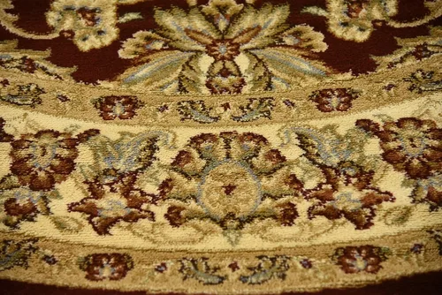 Vista 110 de Unique Loom - Colección Voyage - Alfombra redonda tradicional oriental, marrón, Polipropileno, Bronceado/Azul Claro