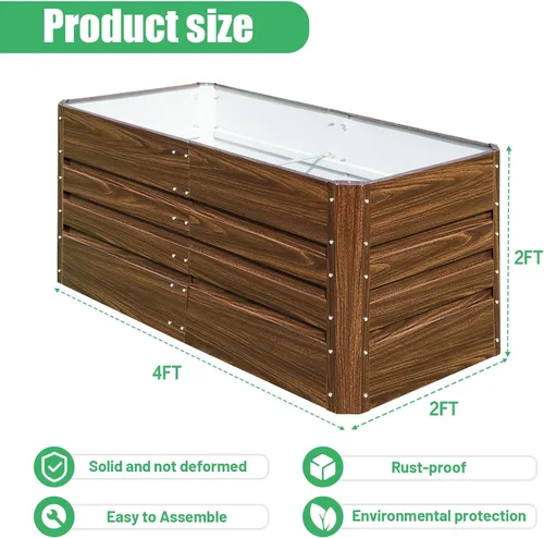 Vista 6 de SnugNiture 2 Piezas Camas de Jardín Elevadas de 4x2x2FT Galvanizadas Cajas de Jardín para Exteriores, Maceta de Raíces Profundas Cama Elevada