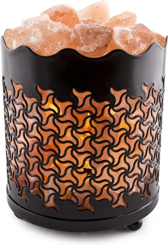 Vista 11 de Lámpara de sal natural himalaya en canasta de metal con cordón regulable - Elija su diseño