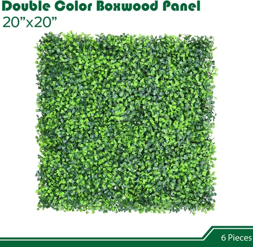 Vista 41 de Paneles de pared de vegetación artificial de 20 x 20 pulgadas, 1 paquete de telón de fondo de pared de boj topiario, seto sintético, pantalla