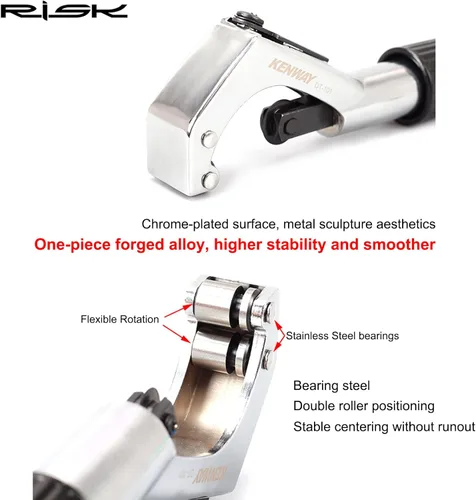 Vista 4 de Road Mountain Bike Fork Steerer Seat Post Handlebar Tube Cutter Tool, Bicycle Metal Pipe Cutter Tool with 5pcs Cutter Wheels for Size 1/4"-1-5/8