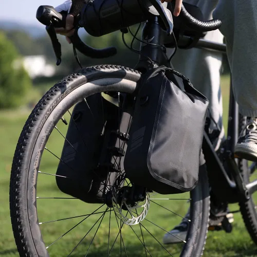 Vista 7 de Rhinowalk Bolsa impermeable para horquilla delantera de bicicleta Bolsa de alforja para bicicleta Bolsa de sillín Bolsa para horquilla Bolsa