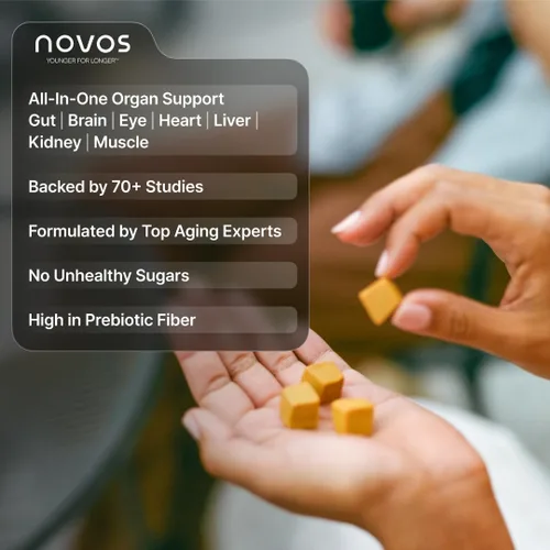 Vista 5 de Novos Boost + Vital Cellular Vitality Stack - Cápsulas NMN y masticables nutricionales para energía celular, cerebro, corazón e intestino Dúo