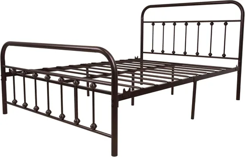 Vista 36 de TEMMER - Cama con estructura de tubos de metal de tamaño queen con cabecera, piecera y base de colchón de plataforma única, 8013 8033 8018.