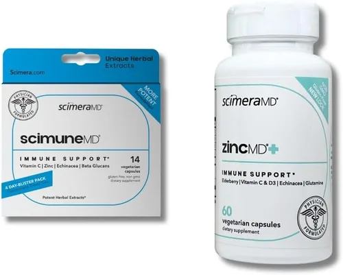 ScimeraMD® ScimuneMD 14CT Apoyo inmunológico y ScimeraMD® ZincMD Suplemento de apoyo inmunológico para apoyo del sistema inmunológico