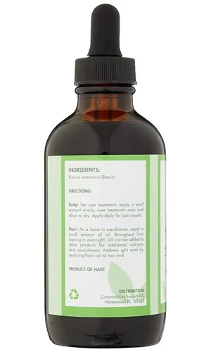 Vista 4 de Rasin Castor Oil Organically Brilliant Aceite de ricino negro haitiano. (original, 4 onzas líquidas)