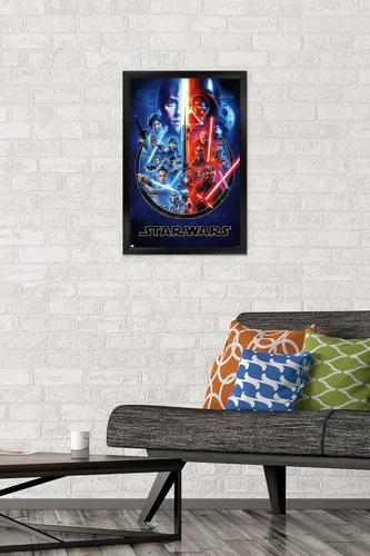 Vista 3 de Trends International Star Wars - Póster de pared Skywalker Saga, 14.725 x 22.375 pulgadas, versión enmarcada de madera de granero